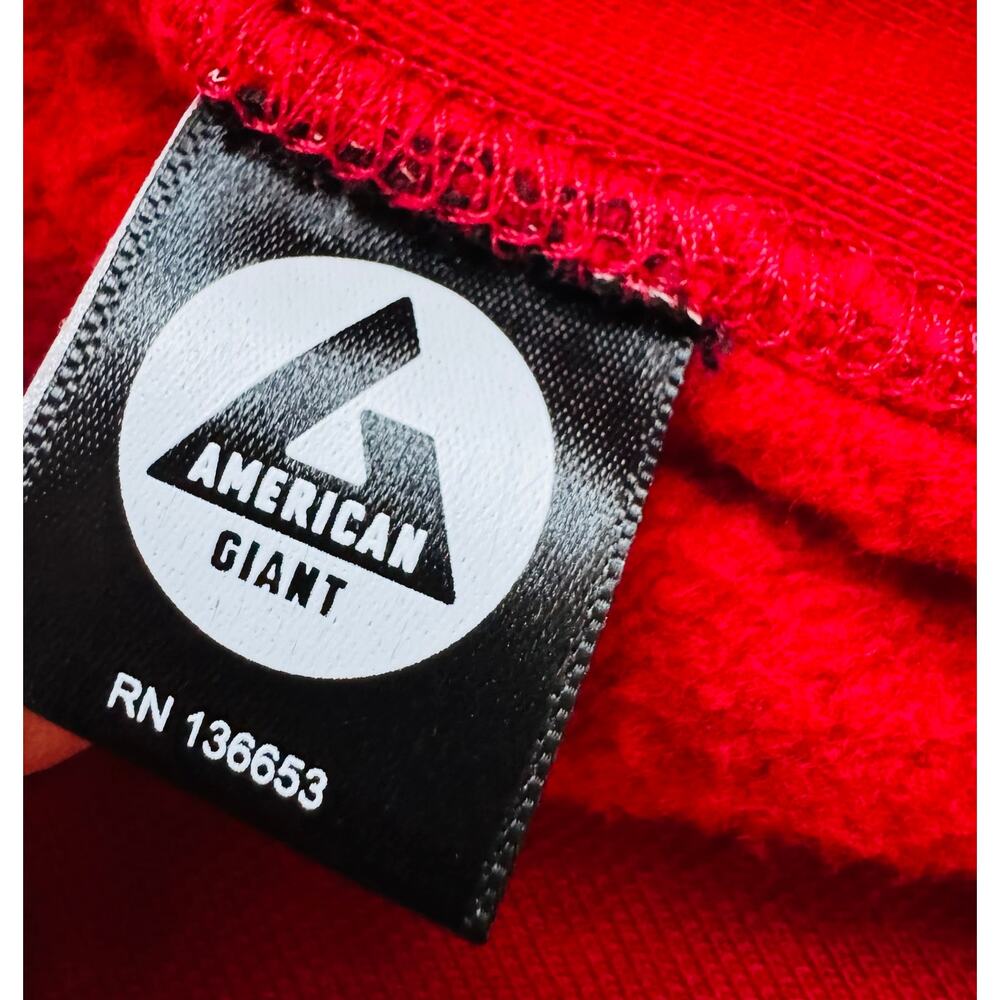 American Giant Sportswear Unisex VTG Red Cotton Full Zip Hoodie Sweatshirt Large - Picture 6 of 10